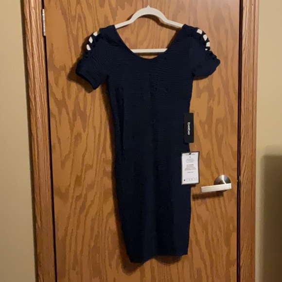 BEBE DRESS BLUE/BLK SLEEVELESS - Picture 2 of 3